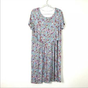 J JILL Blue & Pink Floral Dress Size Medium